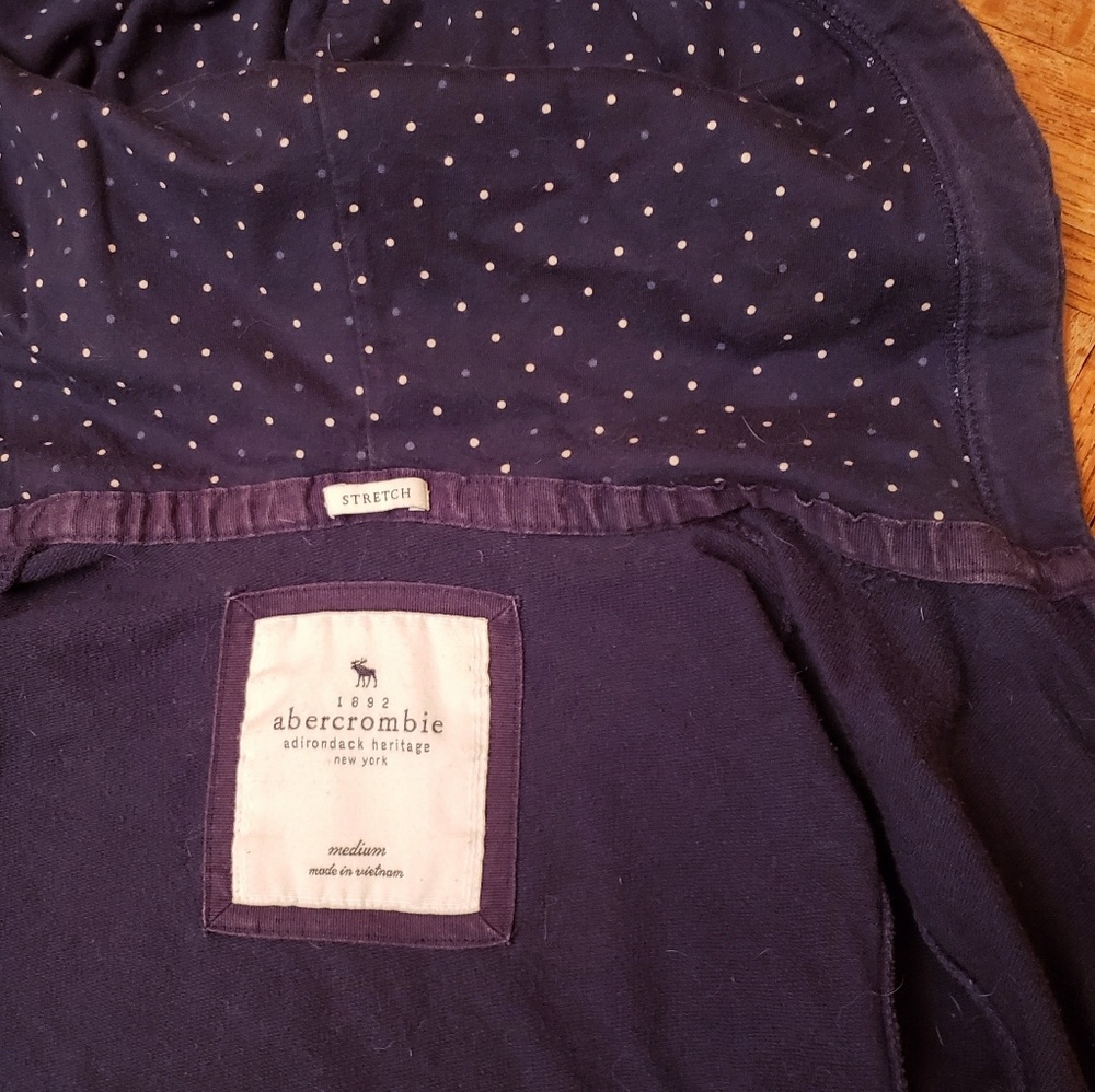 Vintage Abercrombie Blue PolkaDot Zip-up Hoodie Sweatshirt - Picture 3 of 3